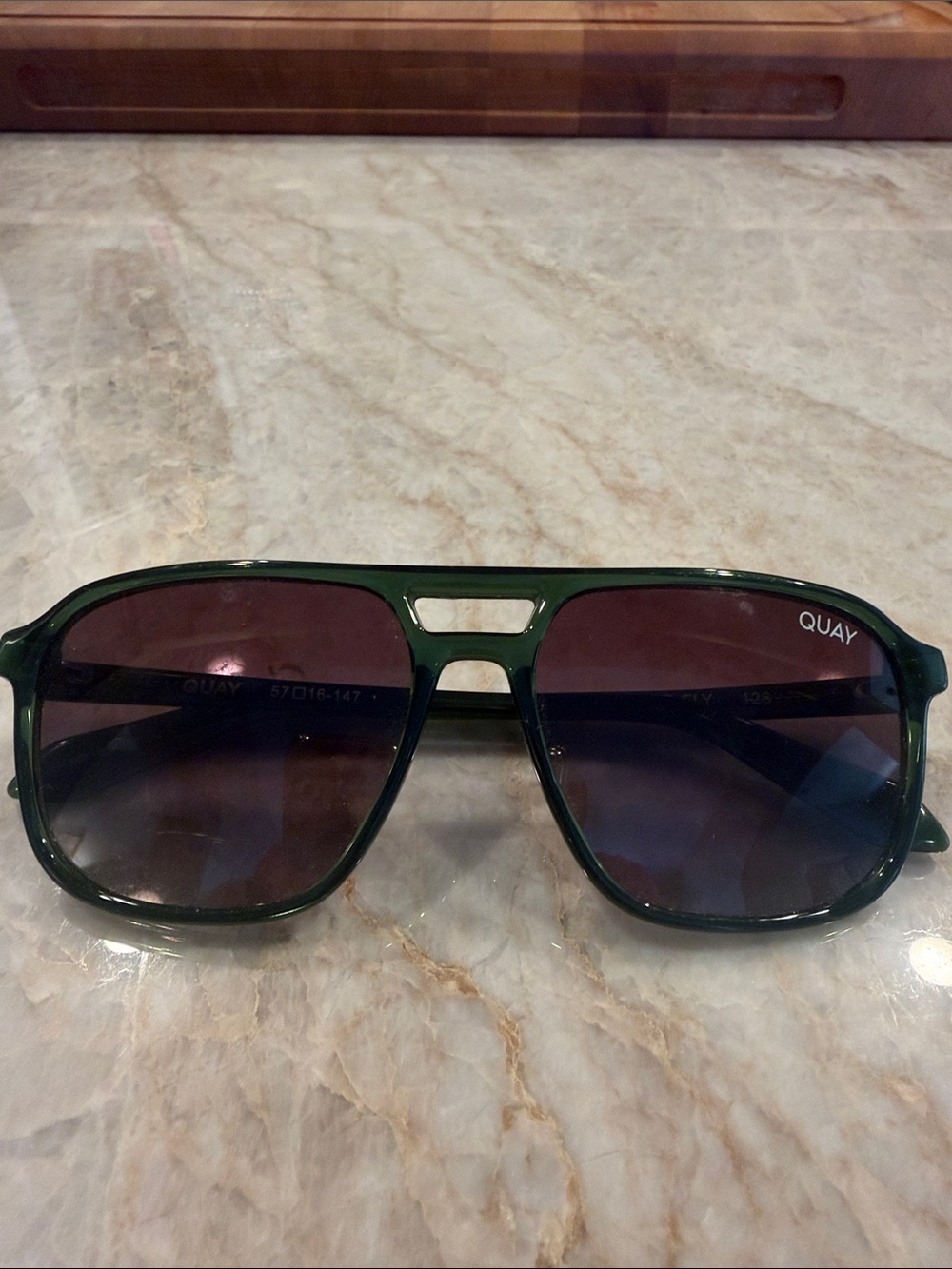Quay Australia Glossy Forest Green Aviator Sunglasses